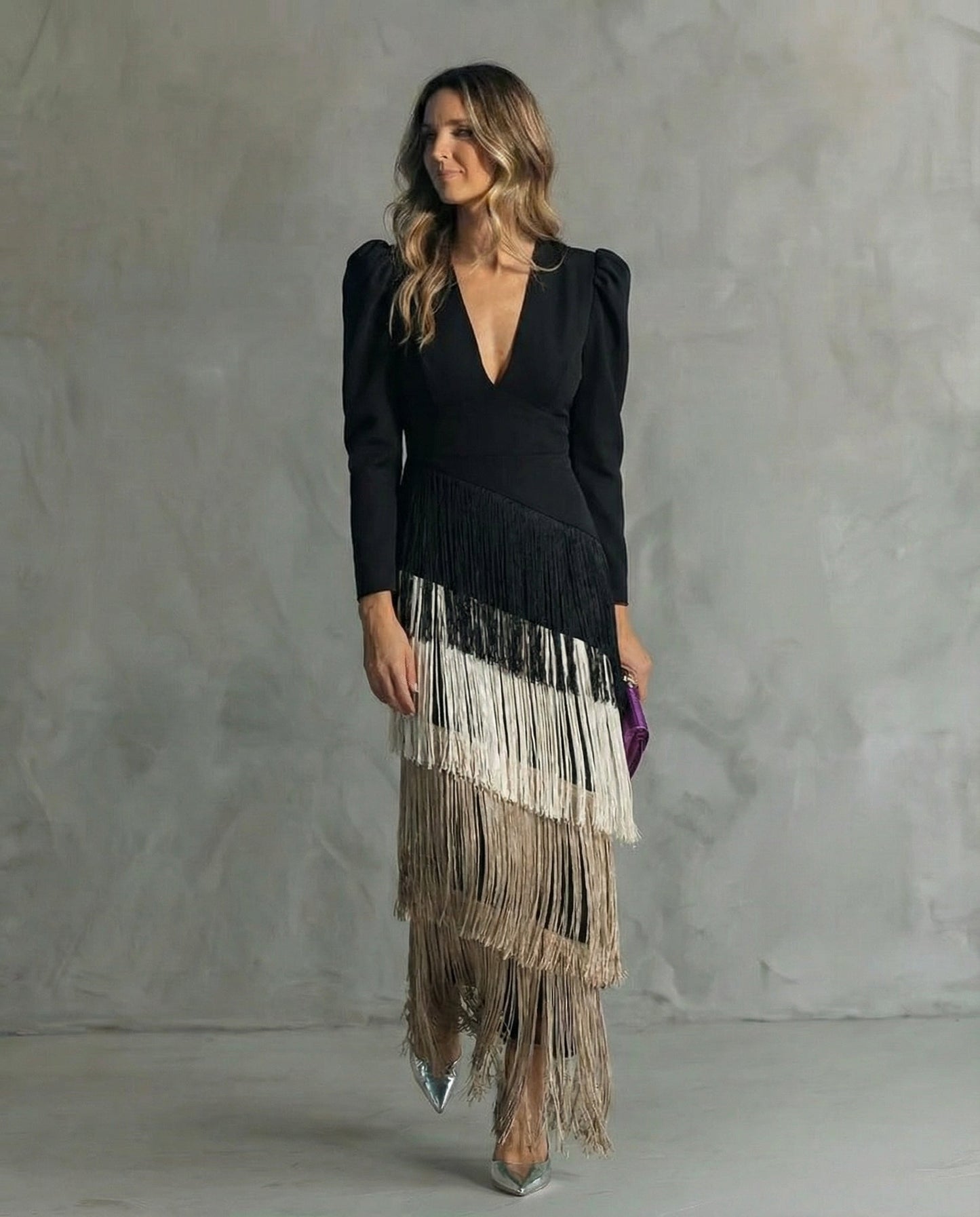 Clara | Vestito Elegante con Maniche a Frange
