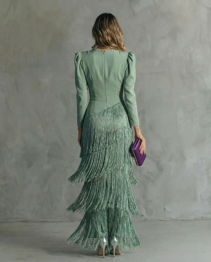 Clara | Vestito Elegante con Maniche a Frange