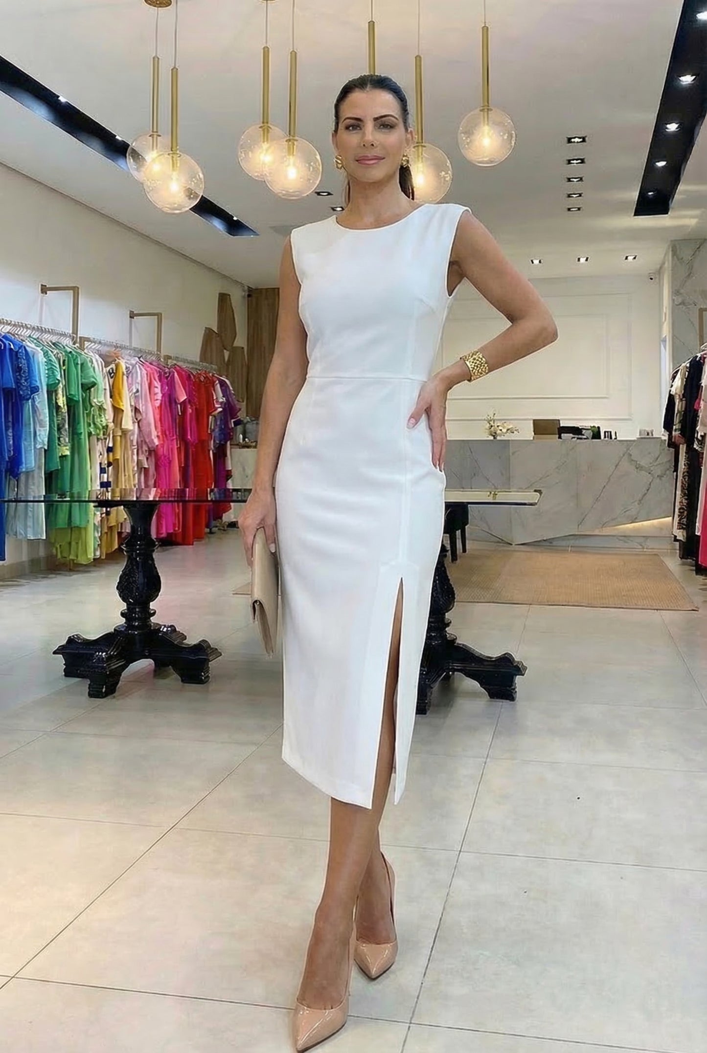 Bianca | Abito elegante con spacco