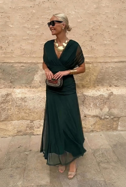 Lola | Elegante Vestito Lungo da Cerimonia con Scollo a V